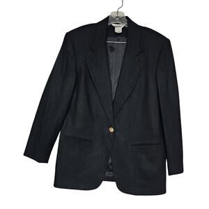 Sellecca Size 10 Black Vintage Classic Wool Jacket Blazer Streetwear Edgy Classy